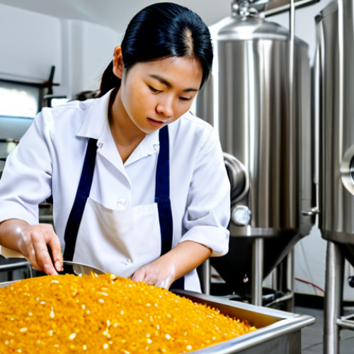 Home 25 A professional female brewer, of Vietnamese descent, in a modest work apron and appropriate attire, meticulously inspecting a fermenting tank in a clean, modern craft brewery in Vietnam. The background shows gleaming stainless steel equipment and shelves displaying local ingredients such as dried ginger, star anise, and vibrant dried fruits like passionfruit or mango. The scene emphasizes precision and passion for brewing. Professional studio lighting, sharp focus, high-resolution. safe for work, appropriate content, fully clothed, professional, modest clothing, perfect anatomy, correct proportions, natural pose, well-formed hands, proper finger count, natural body proportions.
